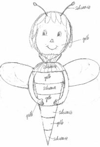 Skizze der Biene Maya Zuckertüte